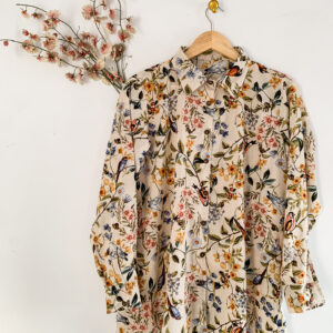 Ivory Bloom Georgette Printed Shirt for Women